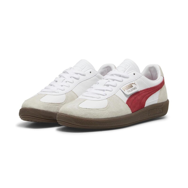 Zapatillas Puma Palermo Lth Hombre White Vapor-gray Club Red