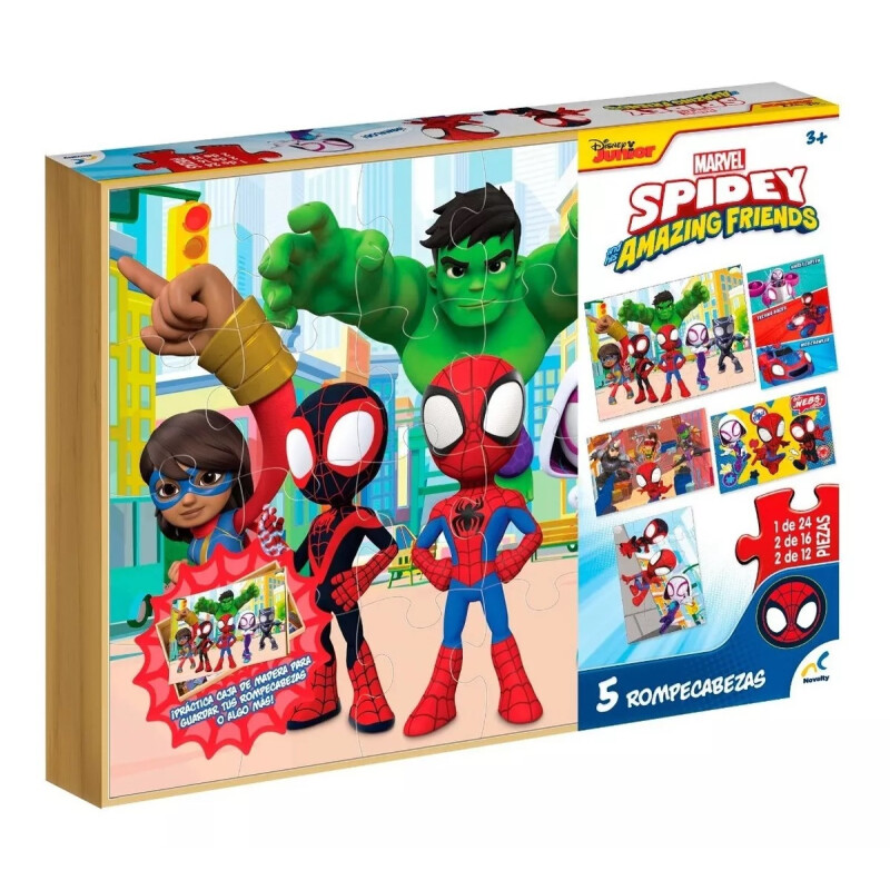 Rompecabezas 5 En 1 Para Niños Spidey De Madera Rompecabezas 5 En 1 Para Niños Spidey De Madera