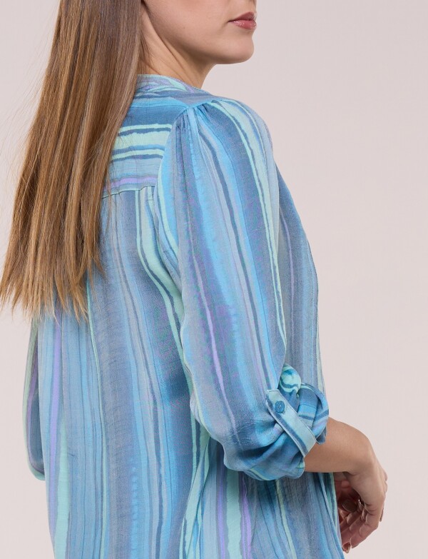 Blusa Plisada MULTI/CELESTE