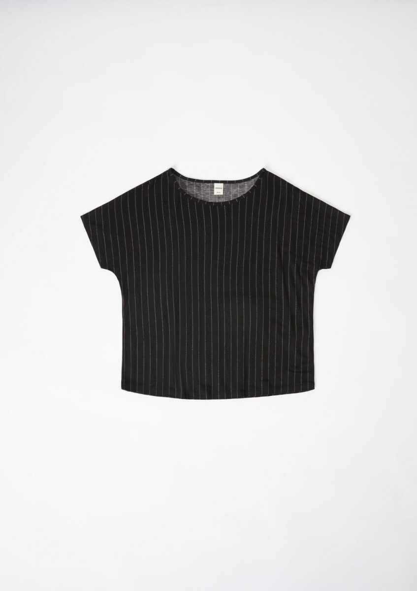 BLUSA MANGA CORTA ESTAMPADA - NEGRO 