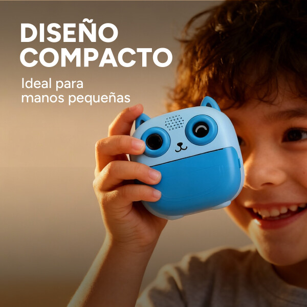 Camara De Fotos Buho Infantil Impresion Instantanea Polaroid Variante Color Azul