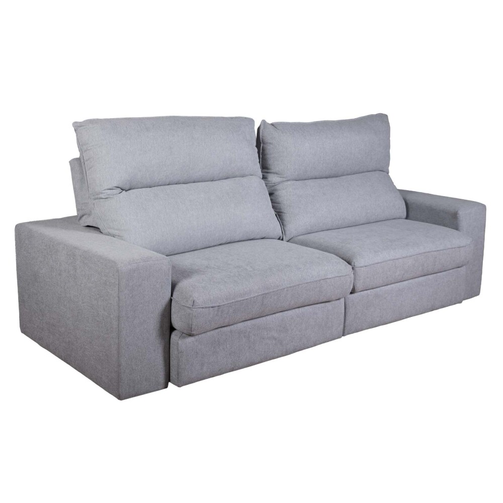 SOFÁ C/CHAISE 3 CUERPOS TELA GRIS BOREAL