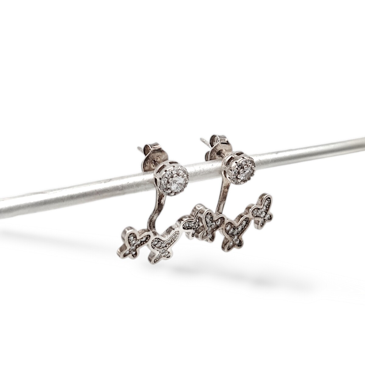 Caravanas Mariposa-Plata 925-Piedra Zirconia-CA3189 - conpiedra 