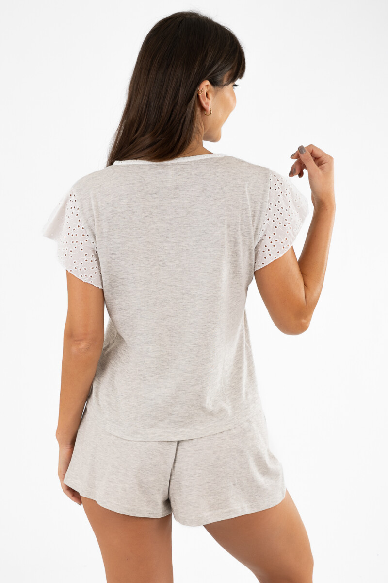 Pijama broderie Gris