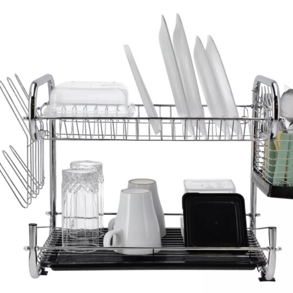 Escurridor De Platos Seca Vajilla 2 Pisos Platos Secador Bandeja Imback Color Plateado Escurridor De Platos Seca Vajilla 2 Pisos Platos Secador Bandeja Imback Color Plateado