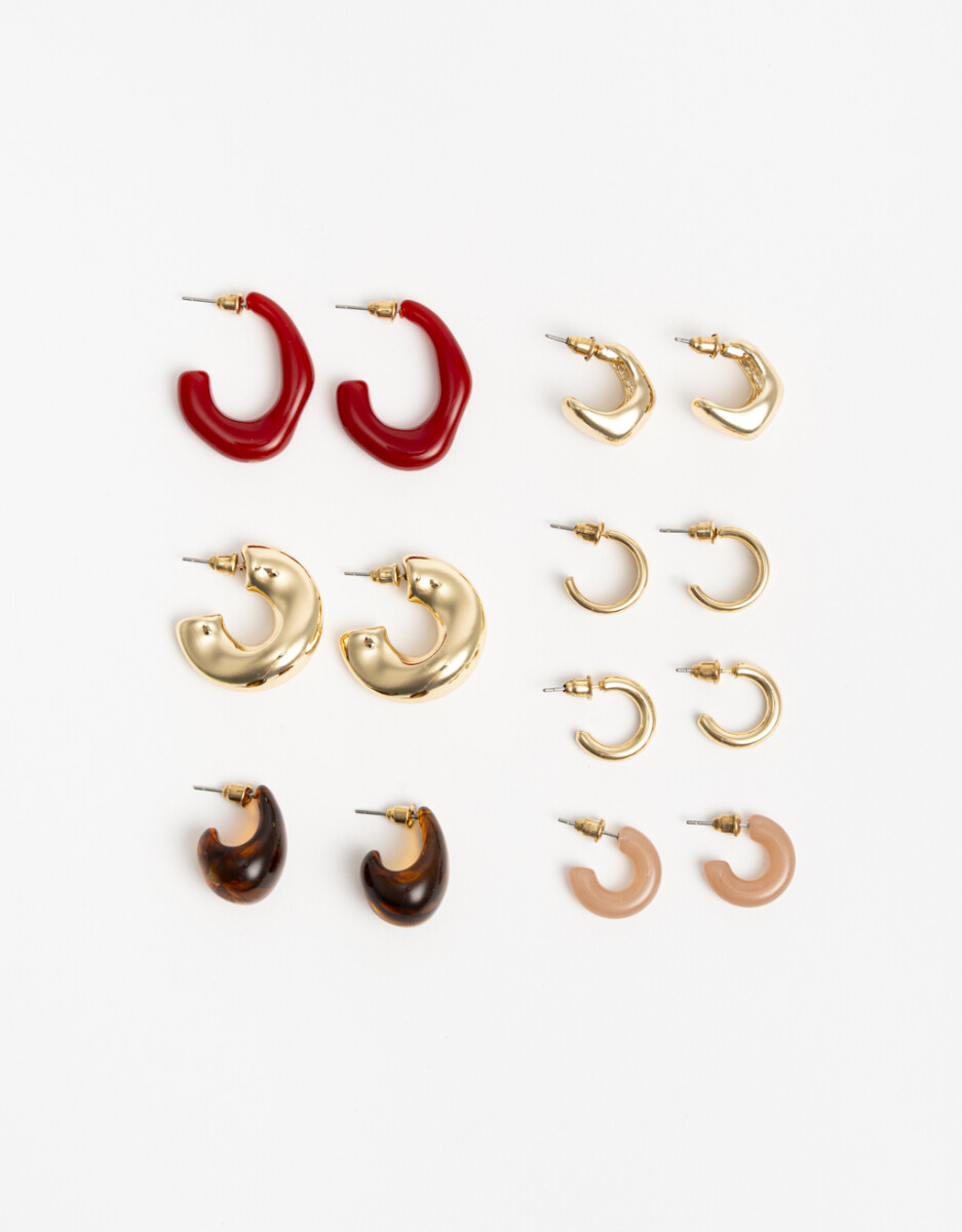 Set 7 Pares De Aros Mix Materiales 