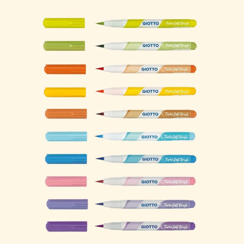 Marcador Giotto Turbo Soft Brush Colores Pastel x10 un. Marcador Giotto Turbo Soft Brush Colores Pastel X10 Un.