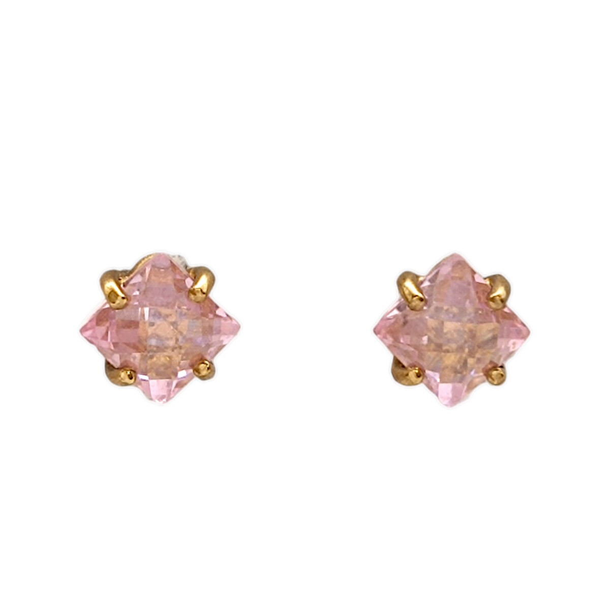 Caravanas Zirconia rosa cuadrado de oro- Oro bajo - Zirconia rosa- CA8132 - conpiedra 