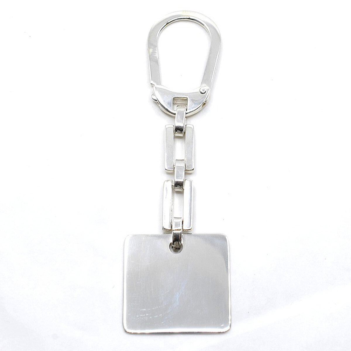 Llavero En Plata 925 Con Medalla Cuadrada 