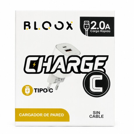 CARGADOR BLOOX TIPO C SIN CABLE BLANCO