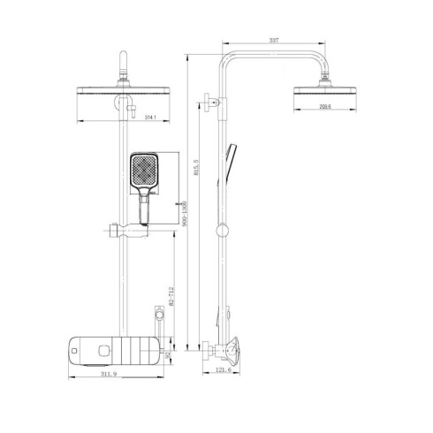 GRIFERIA BARRAl DUCHA CON TRANSFERENCIA GUN METAL 000