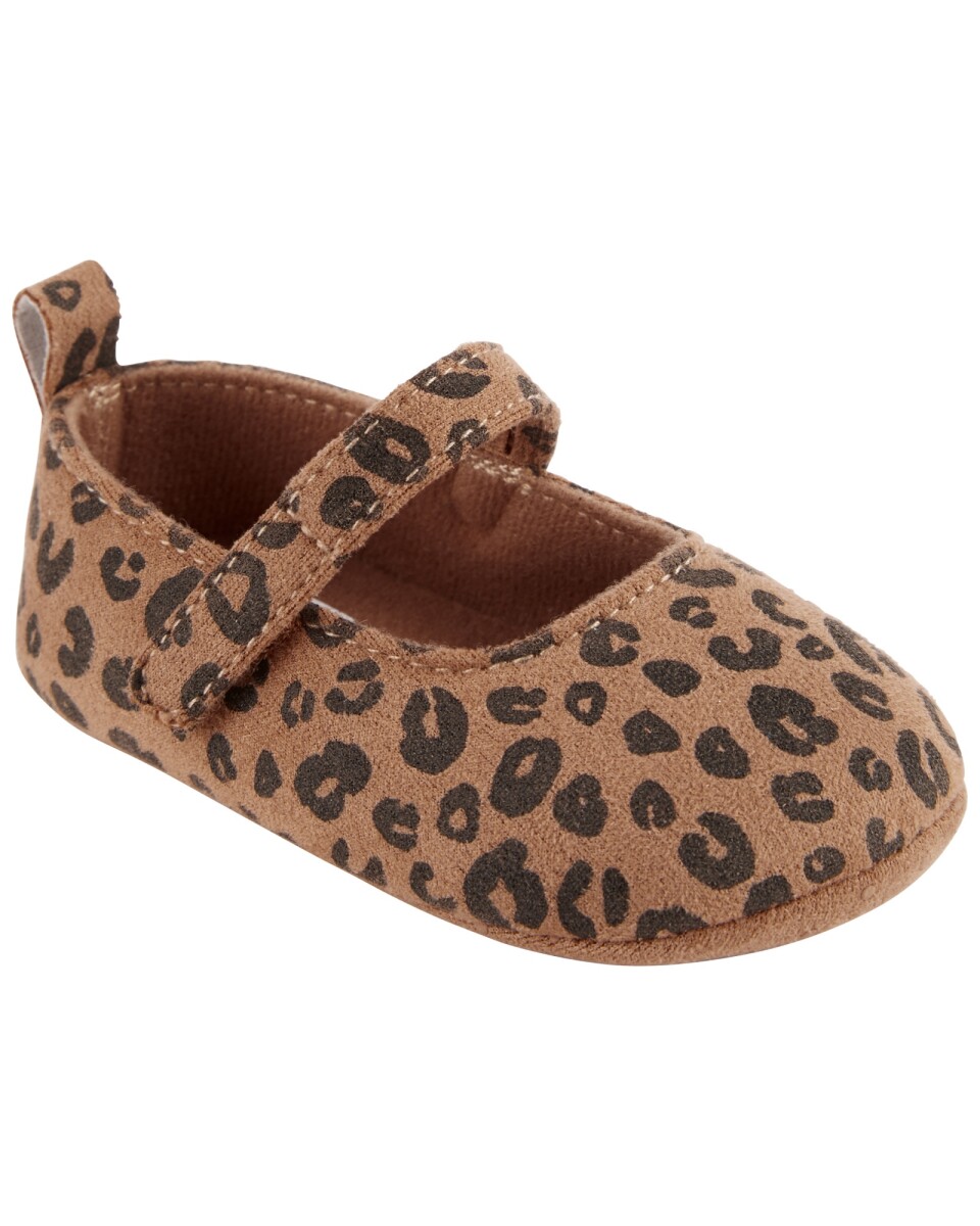 Zapatos sin suela con velcro y diseño leopardo 