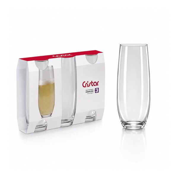 Set vasos/copas flauta sin pie 280 ml x3 CRISTAR Set vasos/copas flauta sin pie 280 ml x3 CRISTAR