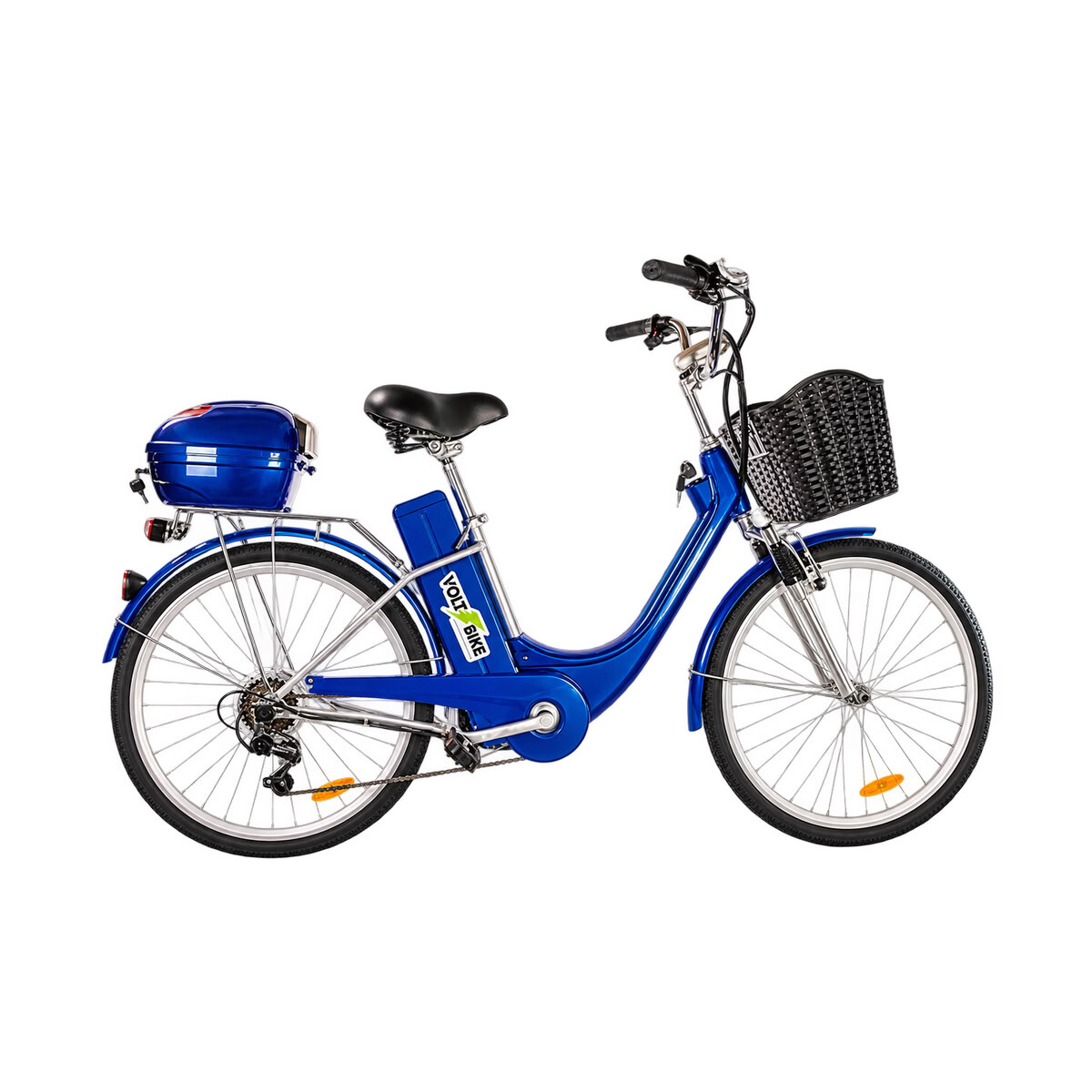 Bicicleta Eléctrica Voltbike Classica 250 W con Canasto - Azul 