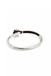 PULSERA FINA CON ALEACIÓN DE METALES BAÑADA EN PLATA DE LEY CON CUERO Y CRISTAL FACETADO VERDE Pulsera