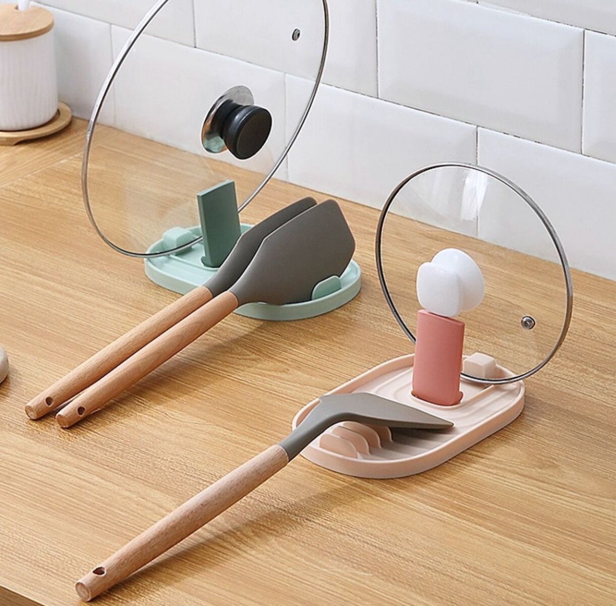 Soporte Utensilios / Posa Tapas Cocina Rosa 