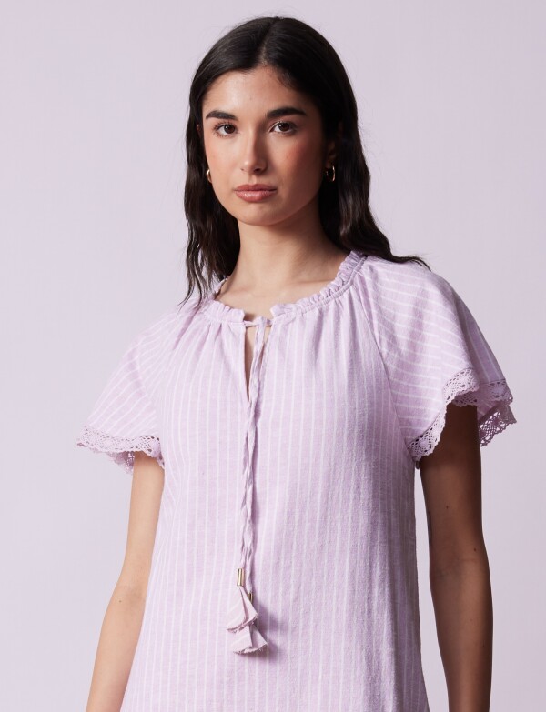 Vestido Lino Lineas LAVANDA