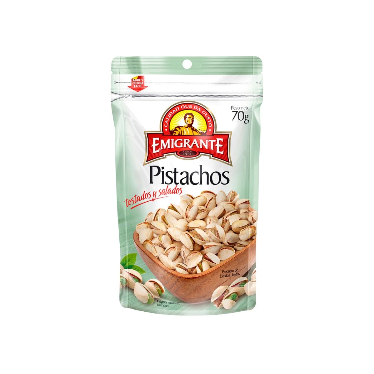 PISTACHOS TOSTADO C/SAL D/P 70G EMIGRANTE 