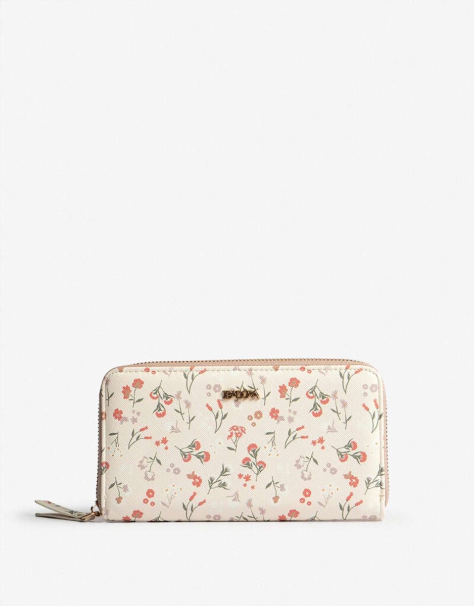Billetera Formato Fichero - Estampado Flores 