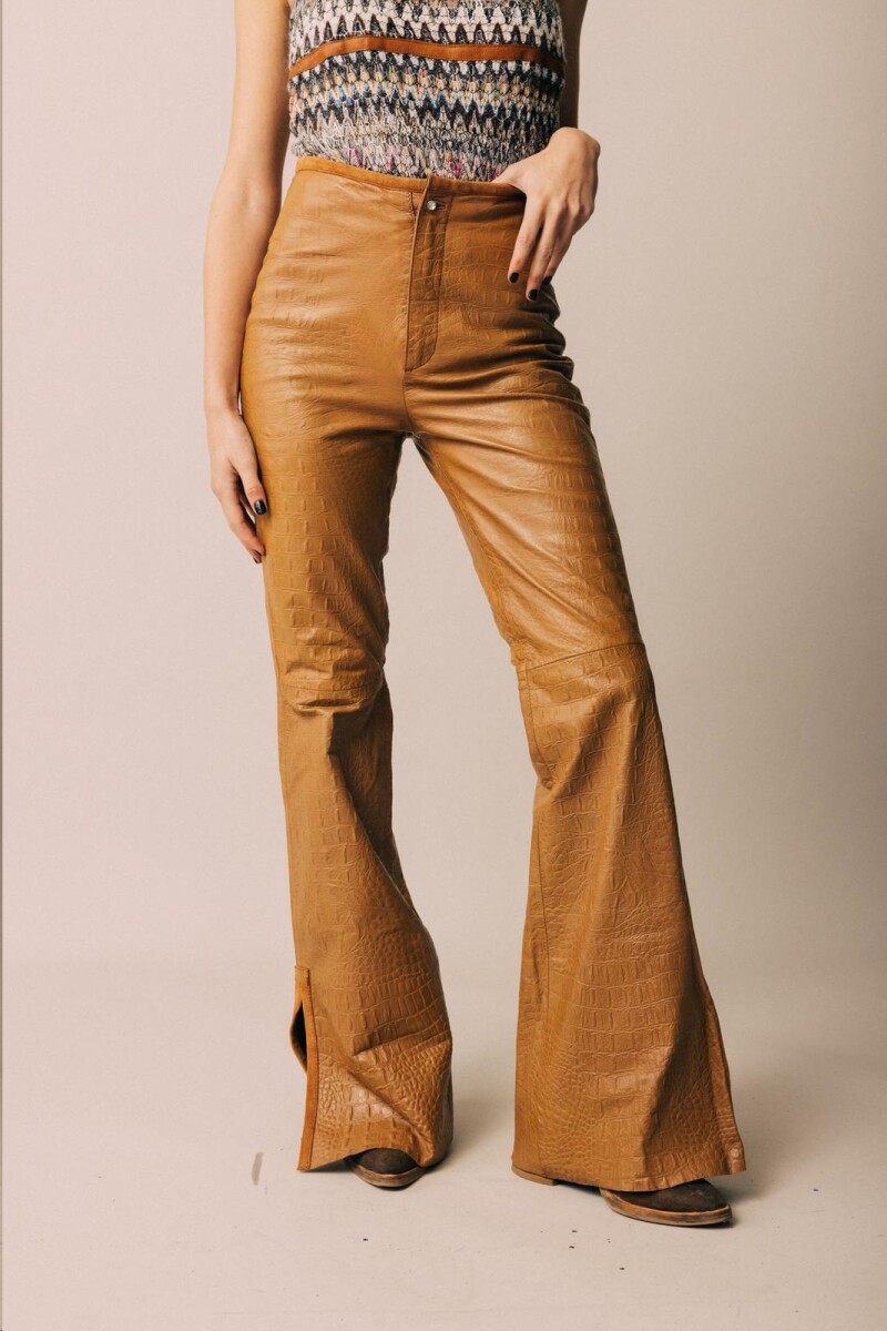 Formal Leather Pants Crocco Camel