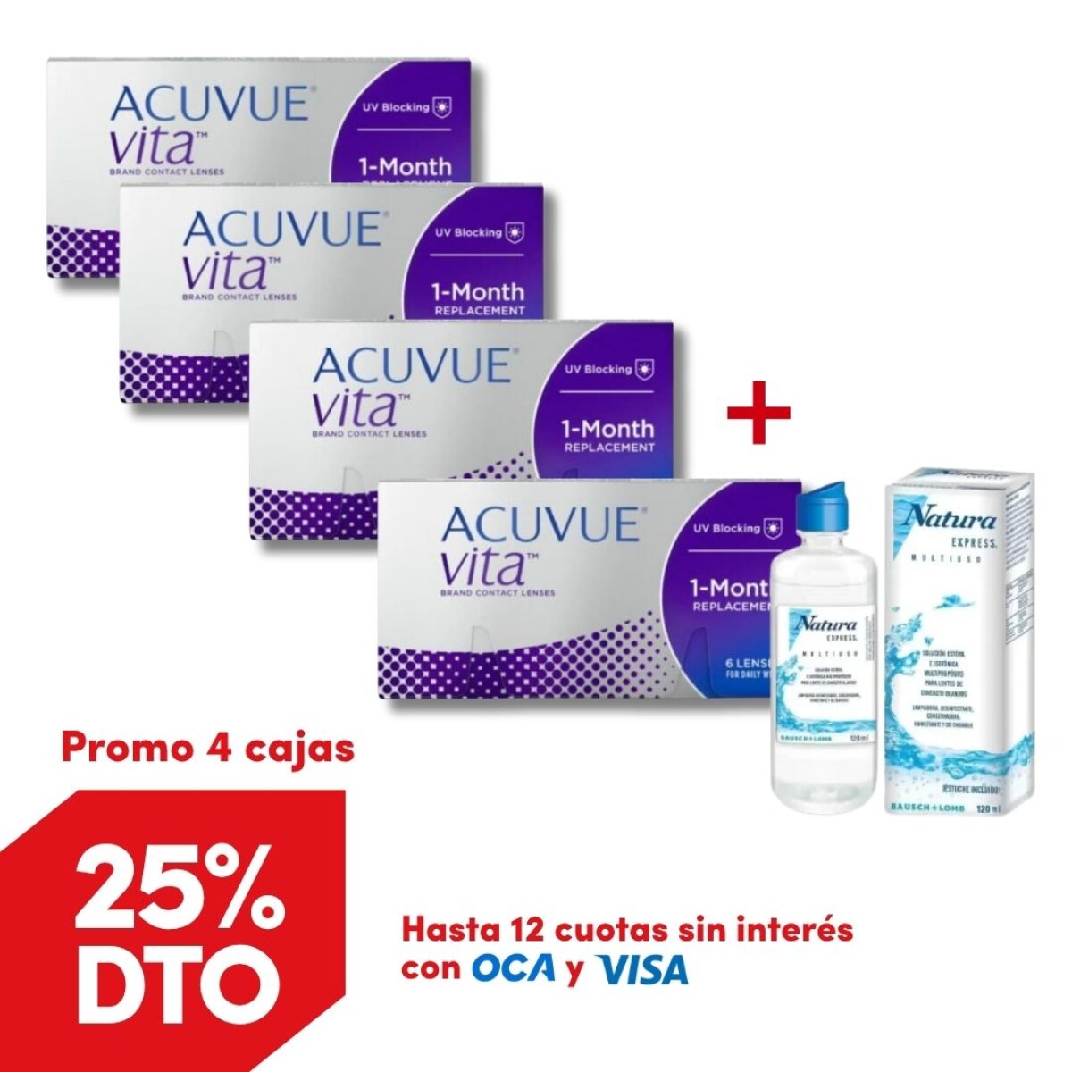Acuvue Vita Esferico -PROMO 4 Cajas + Renú Natura 
