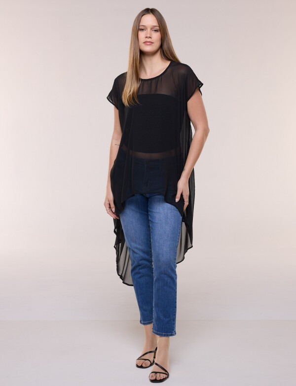 Blusa Larga Gasa NEGRO