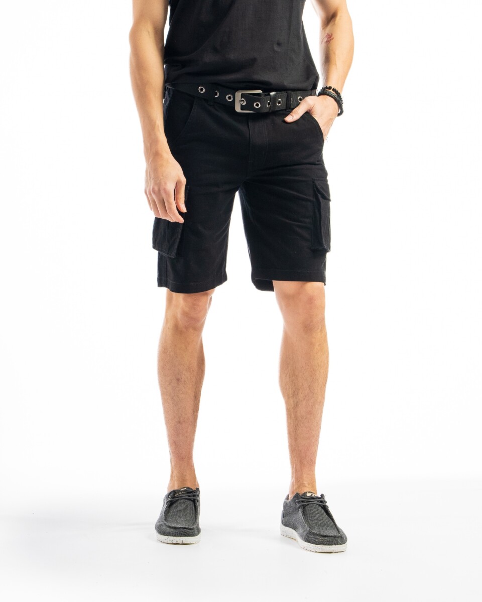 Bermuda Cargo de Algodón Miami - Negro 