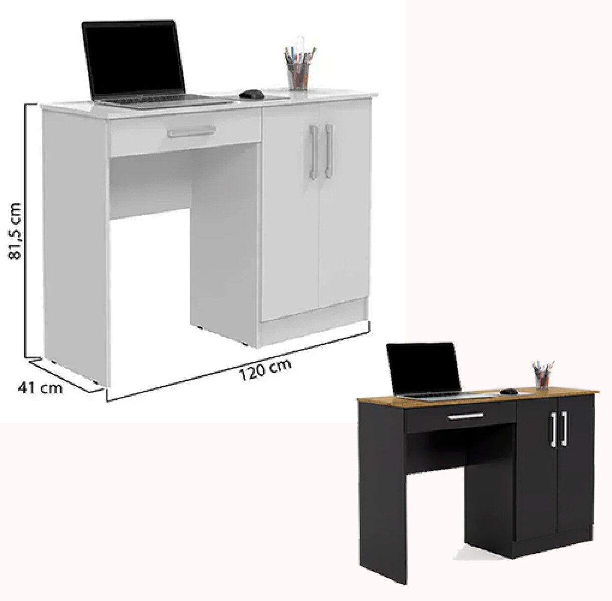 ESCRITORIO SSL -CH9057 -SPACE -2 Puertas + 1 Cajo -BL/Ng - 1 - Sin color 