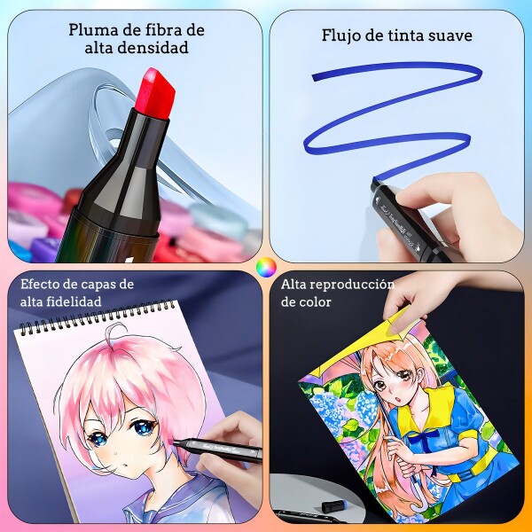 Set 60 Marcadores Resaltadores Colores Doble Punta + Estuche Set 60 Marcadores Resaltadores Colores Doble Punta + Estuche