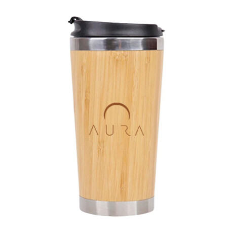 Termo de Bambú y Acero Inoxidable Aura con Tapa 450 Ml 001