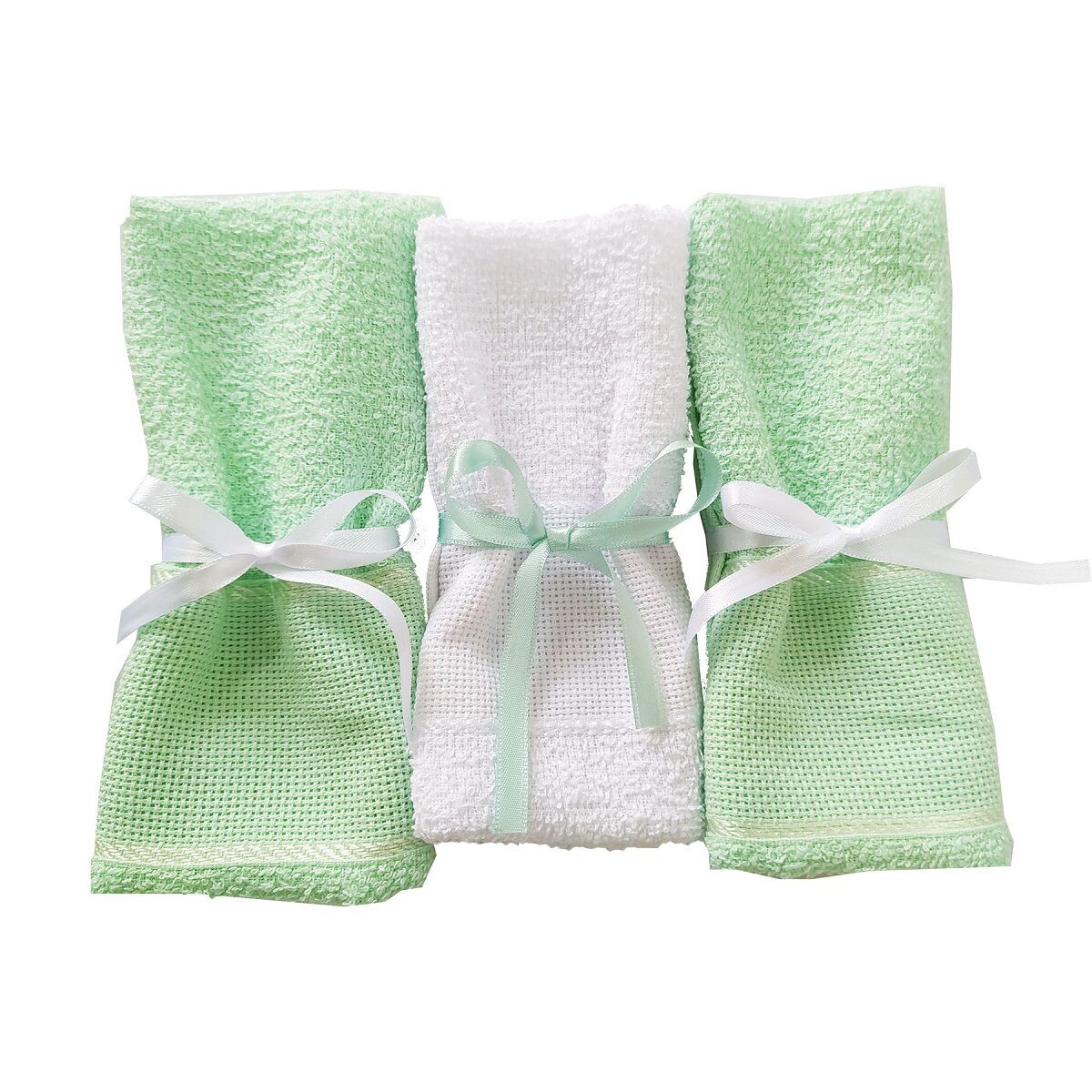ZM SET DE TOALLITA X 3 VERDE AGUA/BLANCO 