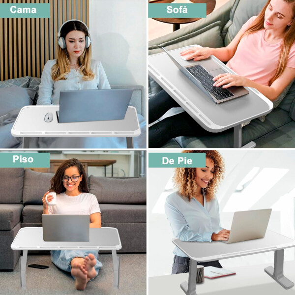 Mesa Plegable Multiuso Con Luz Led / Cajón / Carga Qi / Usb MESA PLEGABLE MULTIUSO VAR1544