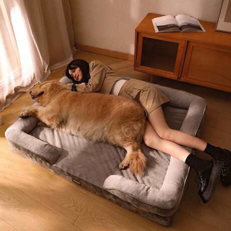 Cama Baylor Cucha Mediana Acolchonada de Felpa p/ Perro Gato Gris