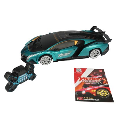 Auto Robot transformer a control remoto deportivo azul con doble joystick Auto Robot transformer a control remoto deportivo azul con doble joystick