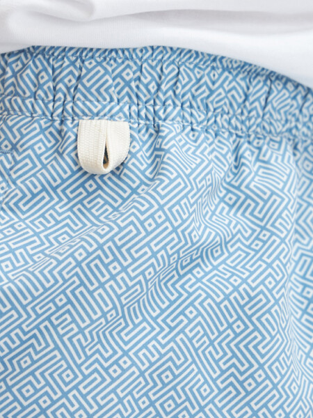 Short de baño Geométrico- Azul Piedra