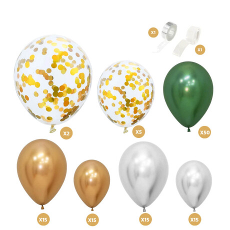 Set Globos N18 Fiesta Cumpleaños Dorado Confeti x119 Set Globos N18 Fiesta Cumpleaños Dorado Confeti x119