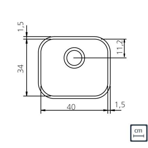 Pileta Simple Rectangular 40X34X17 (94020/105) De Pegar Acero Inox. Fymelco 000