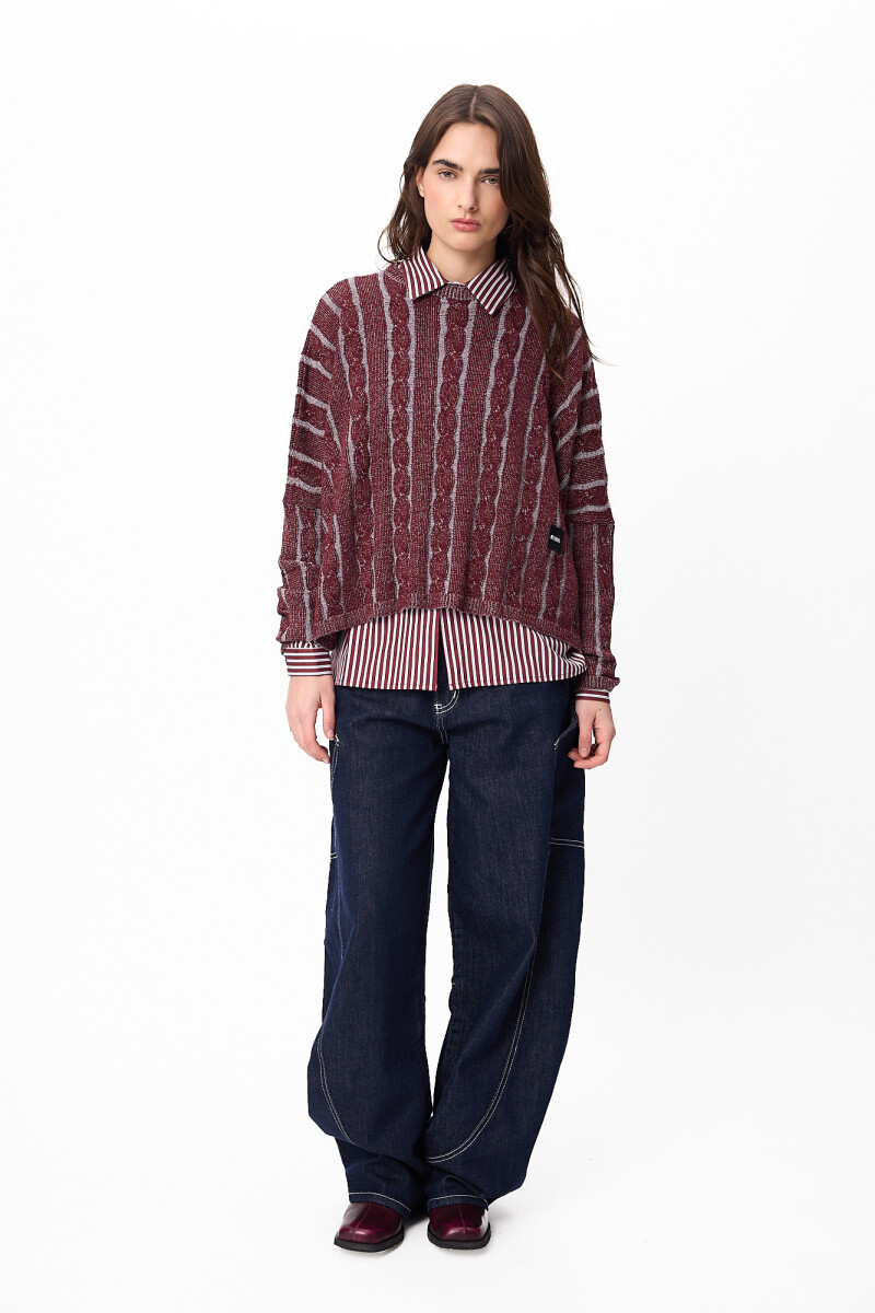 Sweater Oceano Crop Bordeaux/Gris