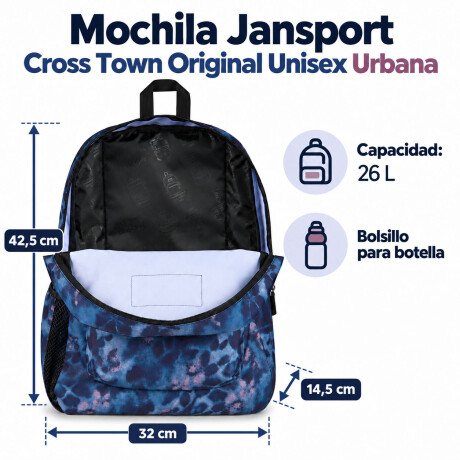 Mochila Escolar Jansport Cross Town Original Unisex Urbana Navy Purple Pink