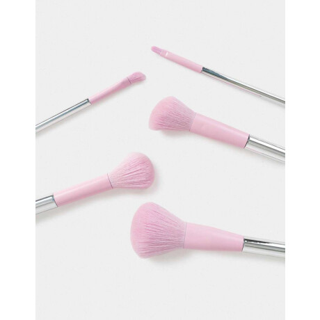Set De 5 Brochas De Maquillaje Con Portacosméticos Combinacion Bicolor