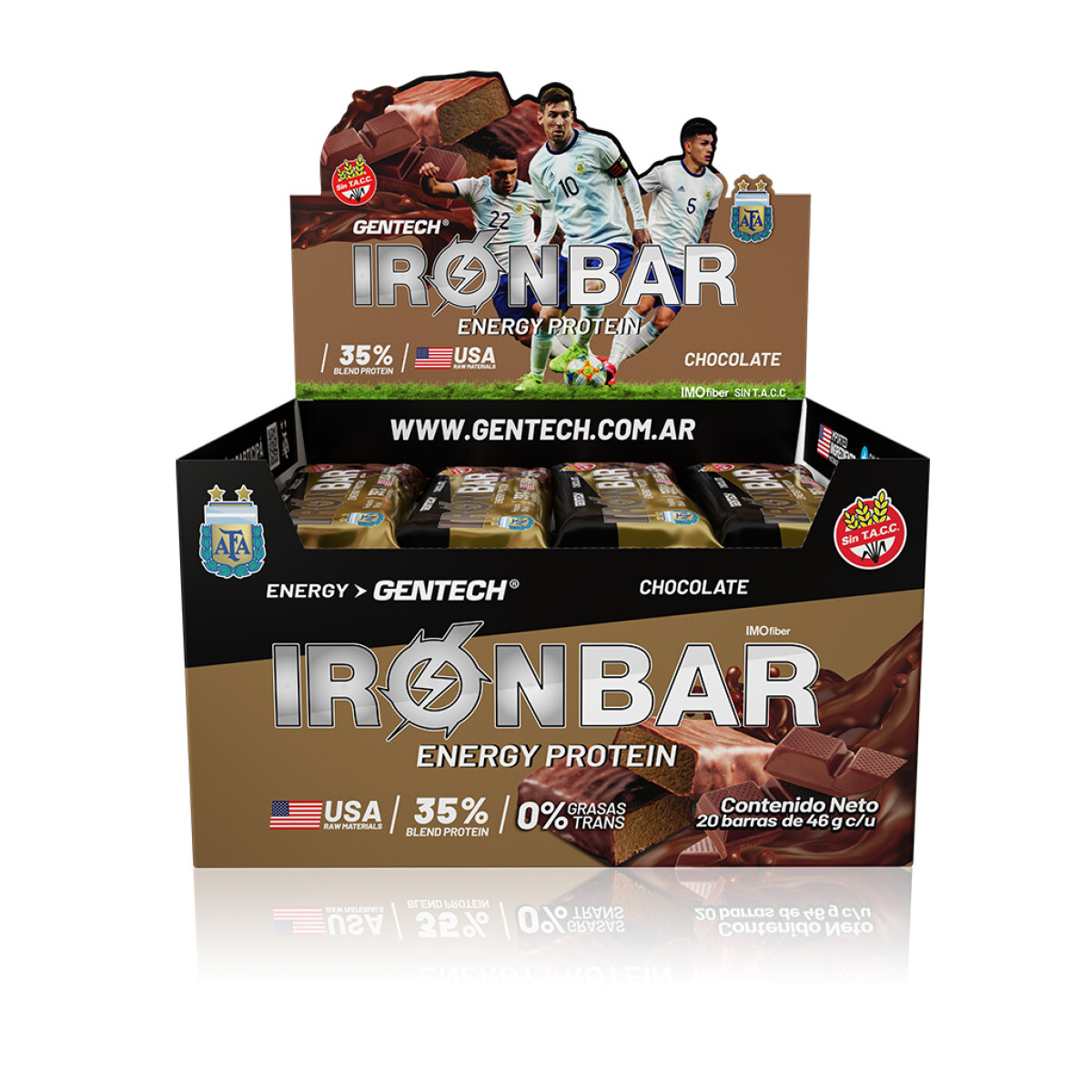 Gentech Iron Full Bar Proteina 12 Barras - Chocolate 