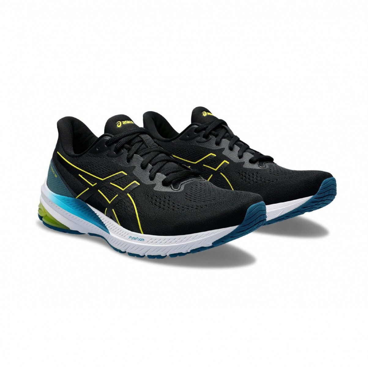 Asics Gt-1000 12 Black/bright Yellow Hombre - Negro-amarillo Fluo 