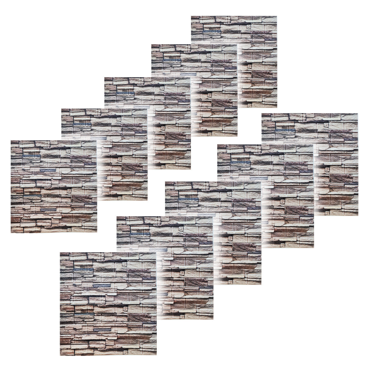 Set X10 Revestimiento Adhesivo Pared Madera Ladrillo - Piedra 