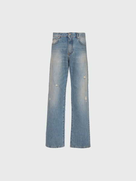 Balmain - Jean con efecto desgastado de corte holgado Azul