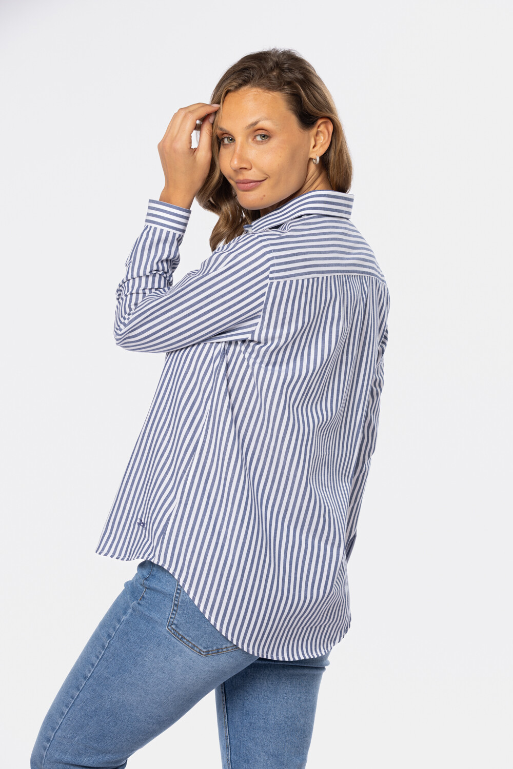 CAMISA HOLGADA RAYADA Azul
