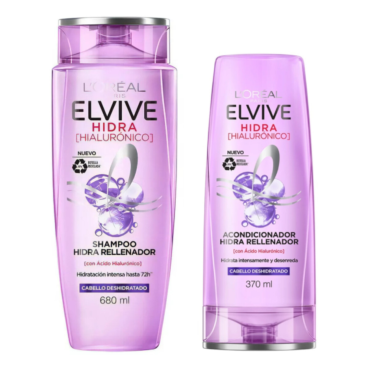 Pack L'Oréal Paris Elvive Hidra Hialurónico Shampoo 680ml + Acondicionador 370ml 