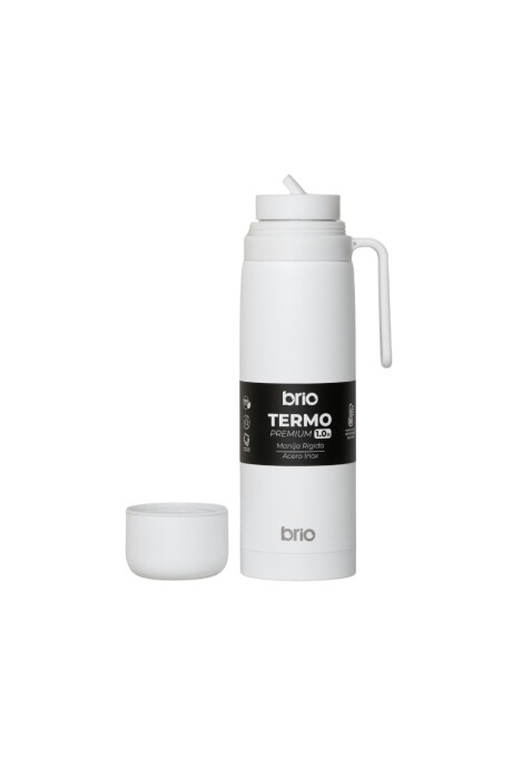 Termo brio premium 1 litro con pico cebador en acero inox Blanco