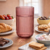 Vaso de Vidrio Labrado Diseño Lineas Set 6 Unidades Rosa Malva
