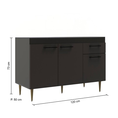 Bajo mesada 3 puertas 1 cajón S/Pileta 120x50x73cm Volcano Bajo mesada 3 puertas 1 cajón S/Pileta 120x50x73cm Volcano