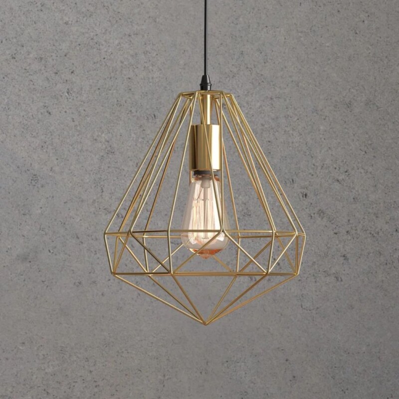 Lámpara de Techo Geométrico 1 Luz Champagne E27 Lámpara de Techo Geométrico 1 Luz Champagne E27